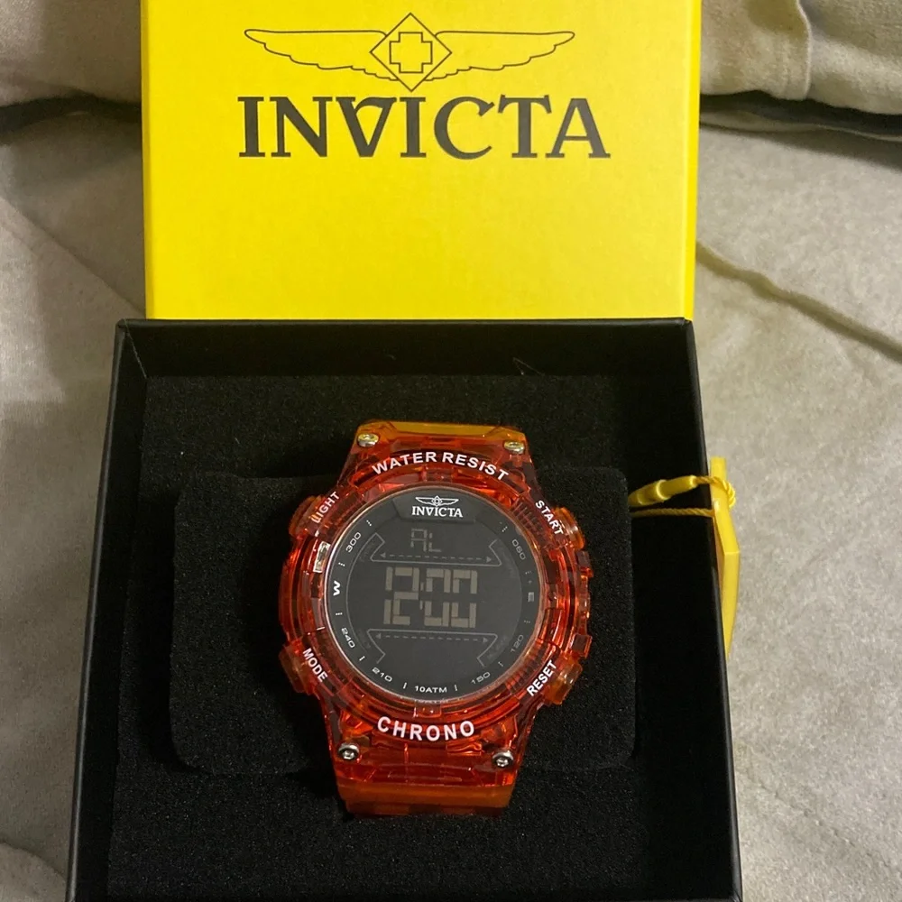 Invicta Racing Burnout Digital Men's Watch - 52mm, Transparent, Orange 49046
